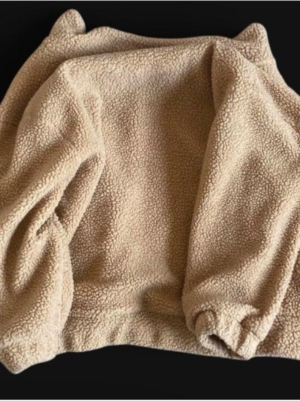 Cozy Teddy Fleece Jacket in Beige one cut inside